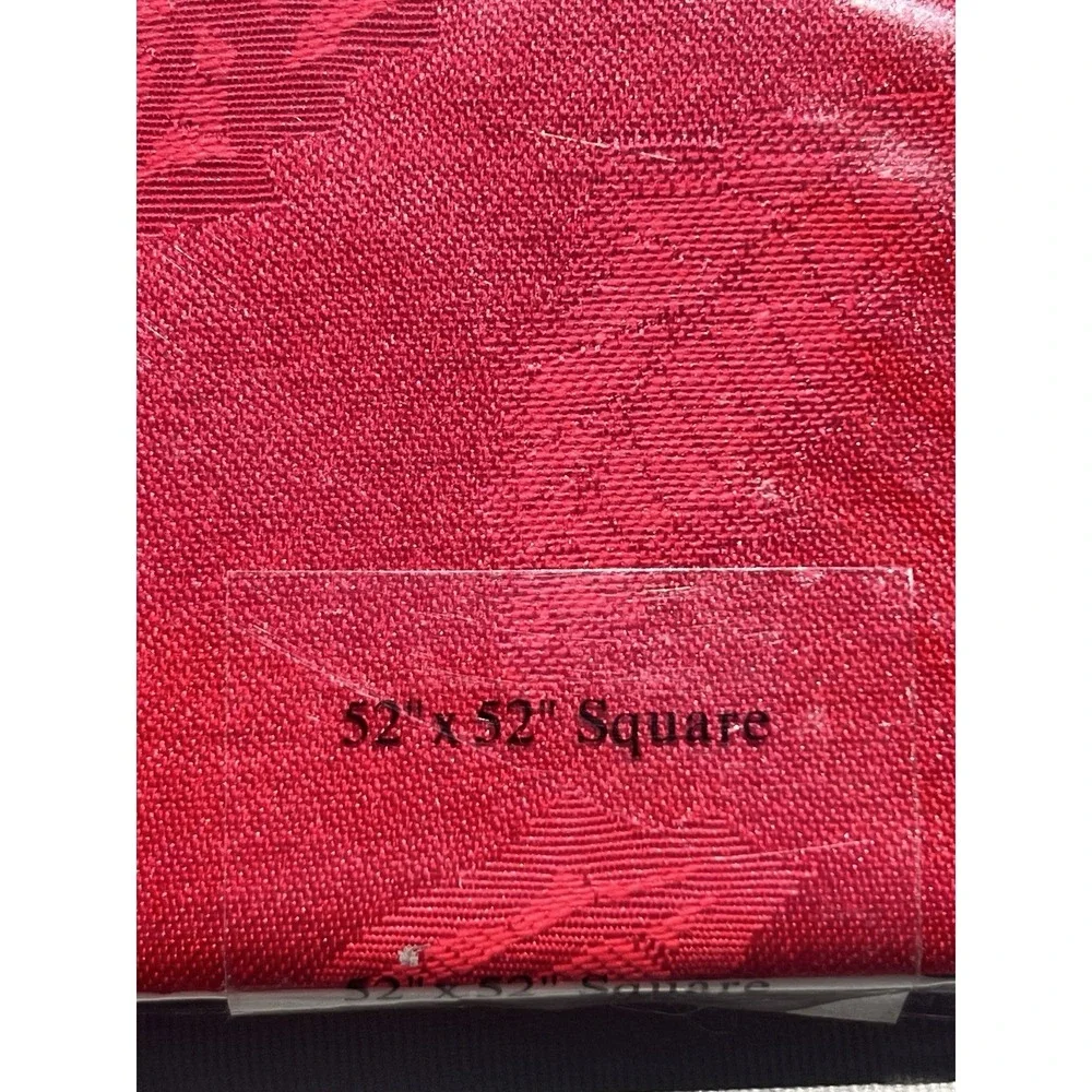 Lenox Holiday Holly Tablecloth Red Jacquard 8 Napkins Christmas 52x52